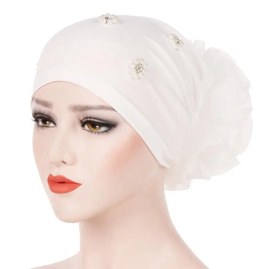 Scarf Head Wrap Hair Loss Cancer Chemo Hat Women Turban Cap Muslim Beads Braid 