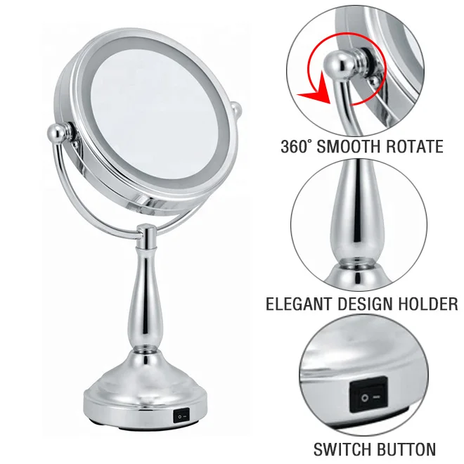 Elegant Design Led Light 30 X Magnifying Mirror With Light Tabletop