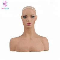 

Lifelike natural skin color female head mannequin for sale