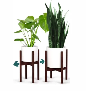 Image of Indoor/Outdoor Bamboo Flower Plant Stand Flower Racks Bamboo Desktop Flower Shelf
