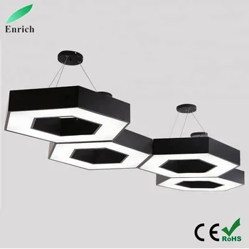 Led Hexagon Shape Hanging Light 42w Modern Office Dining Room