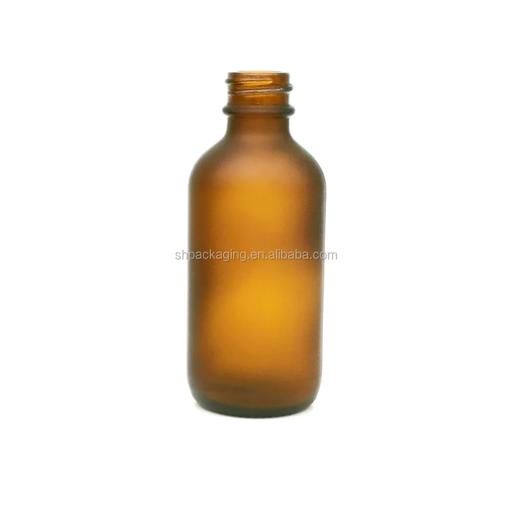 2 Oz Boston Round Frosted Amber Glass Serum Bottle 60ml Cream Pump ...