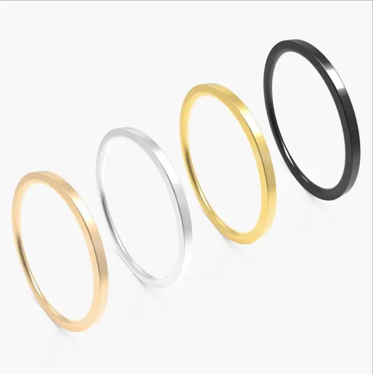 

RS1001 Dainty Tiny Minimalist 1mm Stainless Steel Women's Plain Band Stacking Midi Rings Comfort Fit Wedding Band Ring, Various colors are available