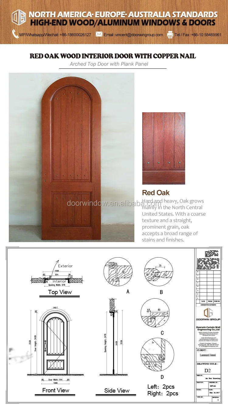 Red Oak Wood interior decorative panel doors