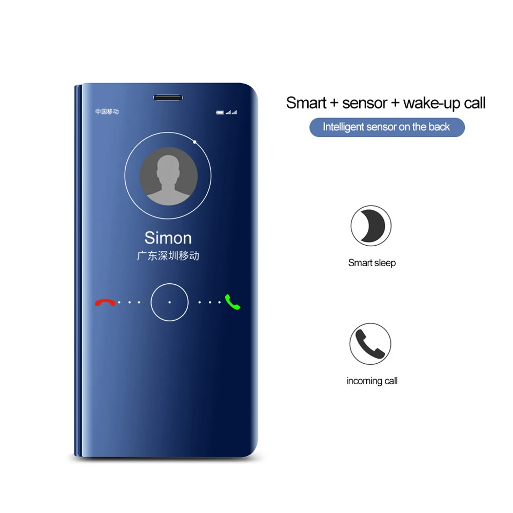 

OTAO Clear View Smart Mirror Mobile Cover For Huawei Mate 20 10 9 Lite Pro Flip Case Bracket Fundas