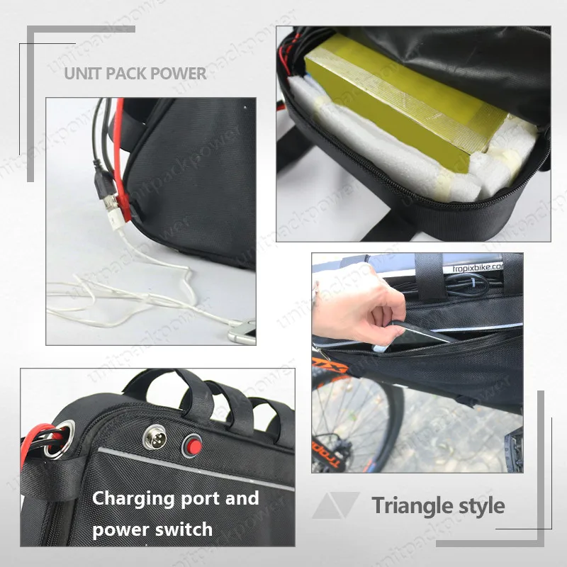 Triangle bag 48V 17Ah lithium ion ebike battery pack for 750W BBS02 Bafang mid drive conversion motor kits