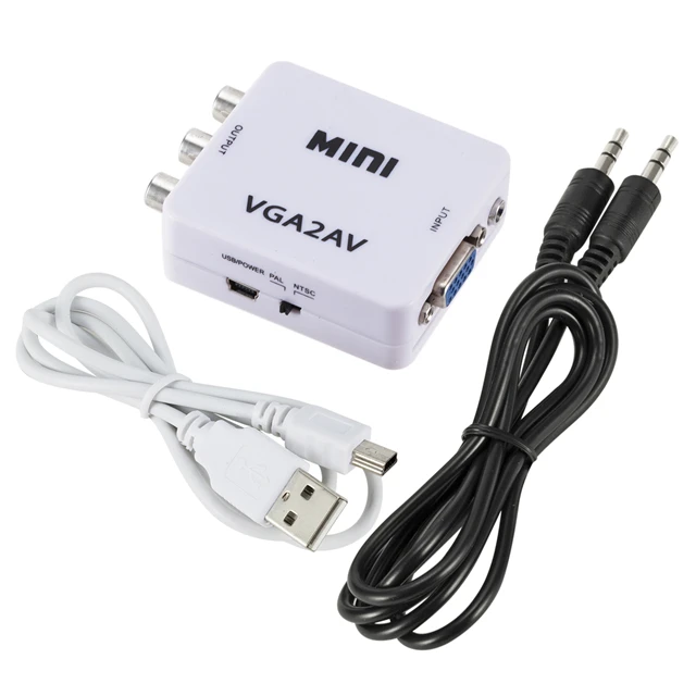 

Mini VGA to AV RCA Converter with 3.5mm Audio for HDTV PC, White