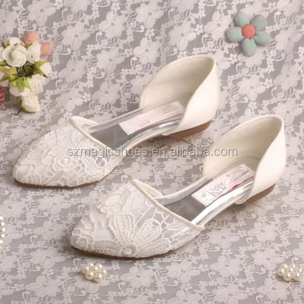 

Flat Bridal Shoes Beige Lace
