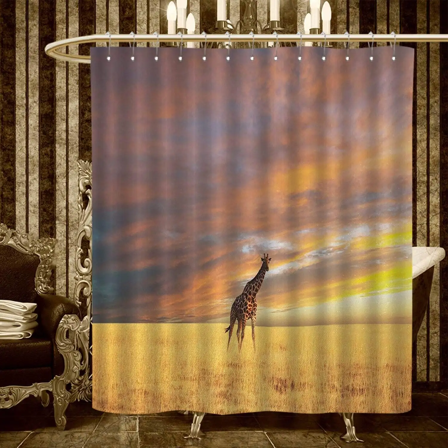 Buy Unique And Generic African Savannah Sunset Shower Curtain