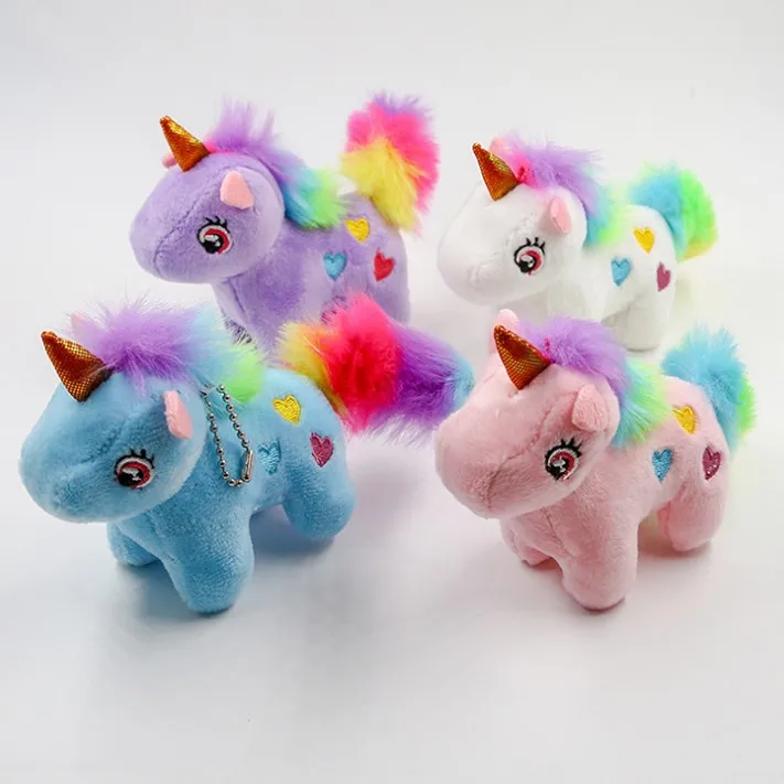 

2019 new design hot sale 4 colours rainbow tail 10cm customized plush toy key chains unicorn toys for girls, Customers colour