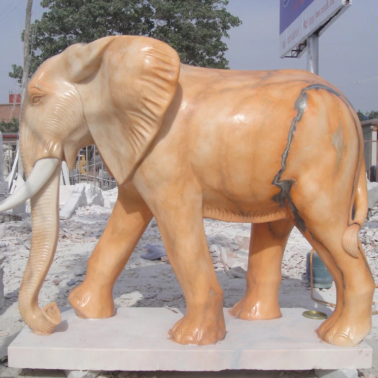 Statue D'éléphant En Marbre Antique,Grande Taille,1 Pièce,Extérieur