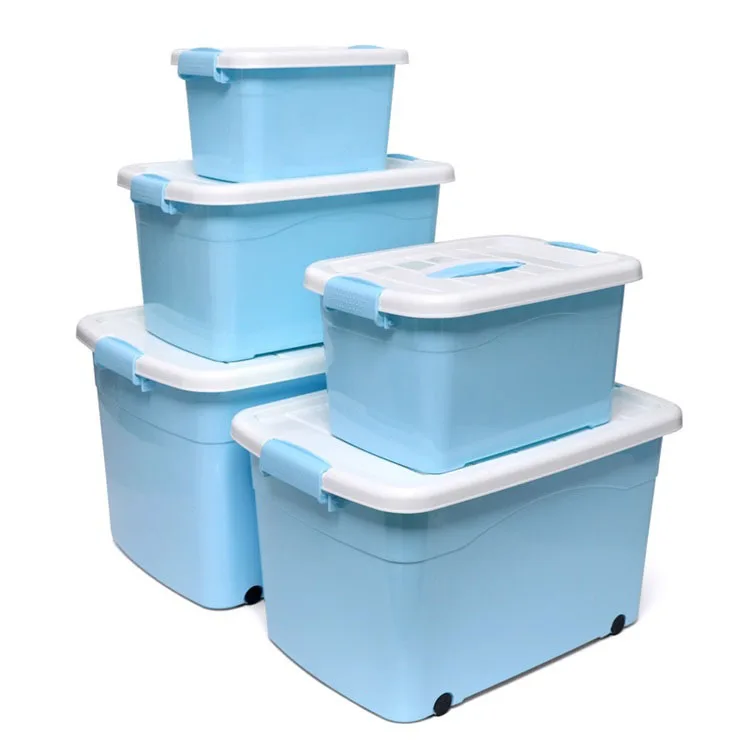 

wholesale cheap high quality wheels baby kitchen food stackable storage box, Blue