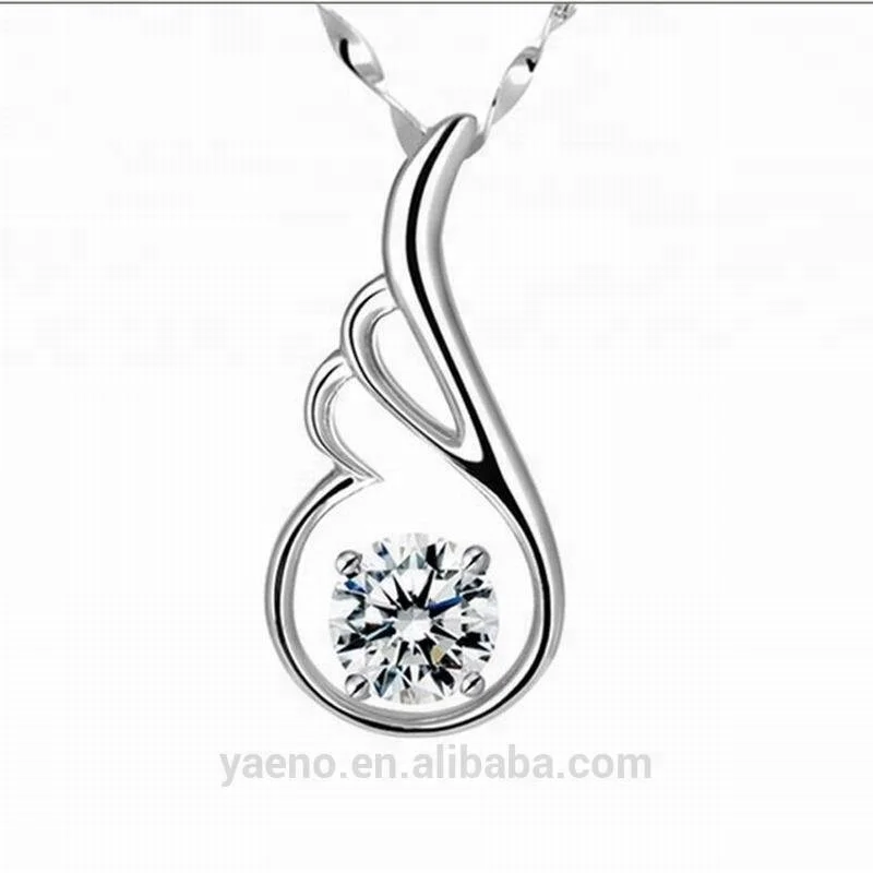 

Yaeno Jewelry Factory Zircon Stone 925 Silver Angel Wing Pendant, As customer request