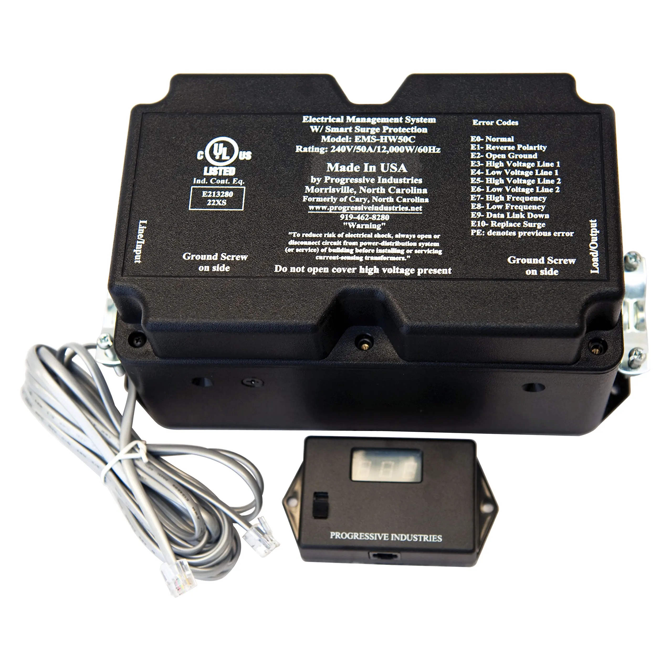 Emspt. Progressive industries ems-pt50x Portable RV 50-amp ems with Surge Protection. Electrical Management System ems-hw30c.