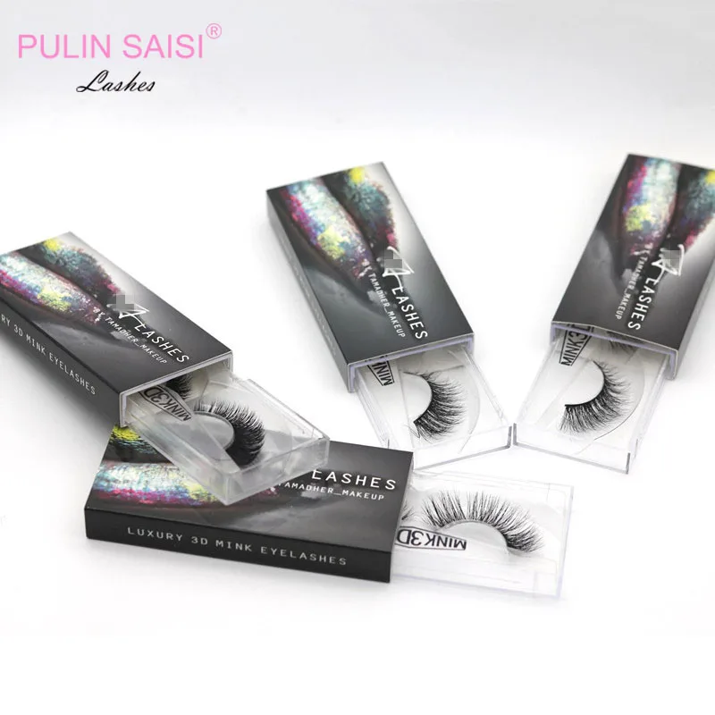 

Cheap Wholesale natural lashes handmade wispy 3d mink lashes with private label packaging, Natural black
