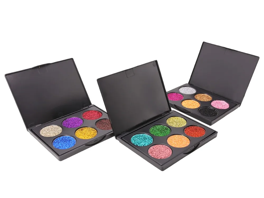 Wholesale Custom Logo 6 Color Glitter Eyeshadow Palette With Private