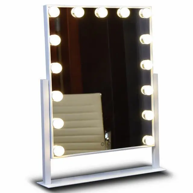 

Tabletops Lighted Makeup Mirror Hollywood Style with LED Bulb & Dimmer USB Powered Valentine's Day Gift White