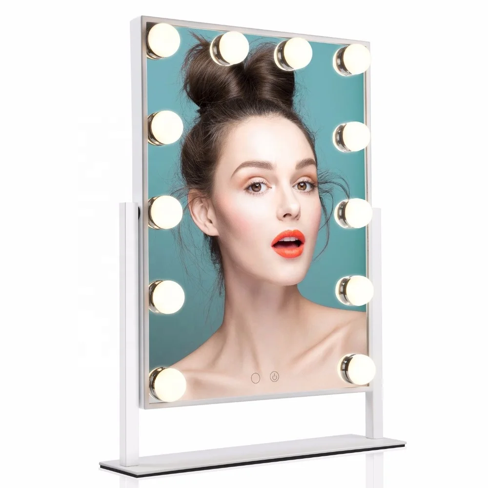 

Lighted Vanity Mirror with 12 x 3W Dimmable LED Bulbs and Touch Control Hollywood LED Beauty Salon Mirrors, Black /white /pink/ rose gold / gold