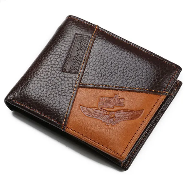 

GUBINTU Men Wallets Genuine Leather Brand Casual Zipper Men's Leather Purse Short Design Coin Pocket High Quality Male Wallet, Coffee