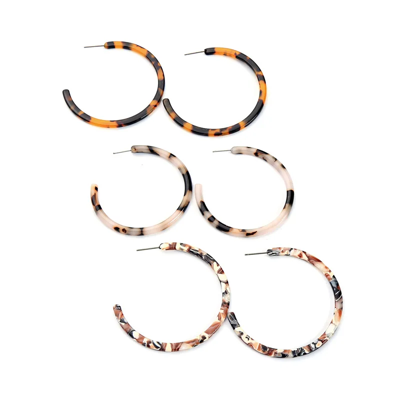 ed00188c Hot Sell Tortoiseshell Acetate Earrings Big Acrylic Circle Hoop Earrings For Women
