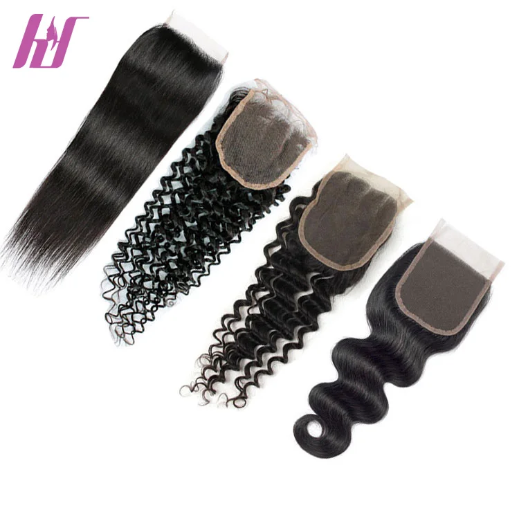 

100% Unprocessed full body wave lace frontal closure 4x4, Natural color #1b