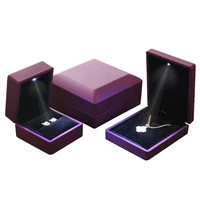

2018 Wholesale Custom Color LOGO Plastic Jewelry LED Light Ring Box Luxury Ring Bracelet Pendant Jewellery Boxes with LED Light