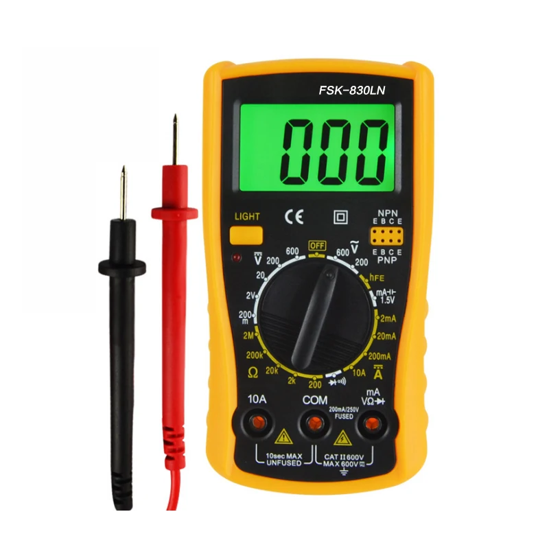 FSK830LN Handheld Digital Multimeter Ammeter Voltmeter With Backlight, View digital ammeter and