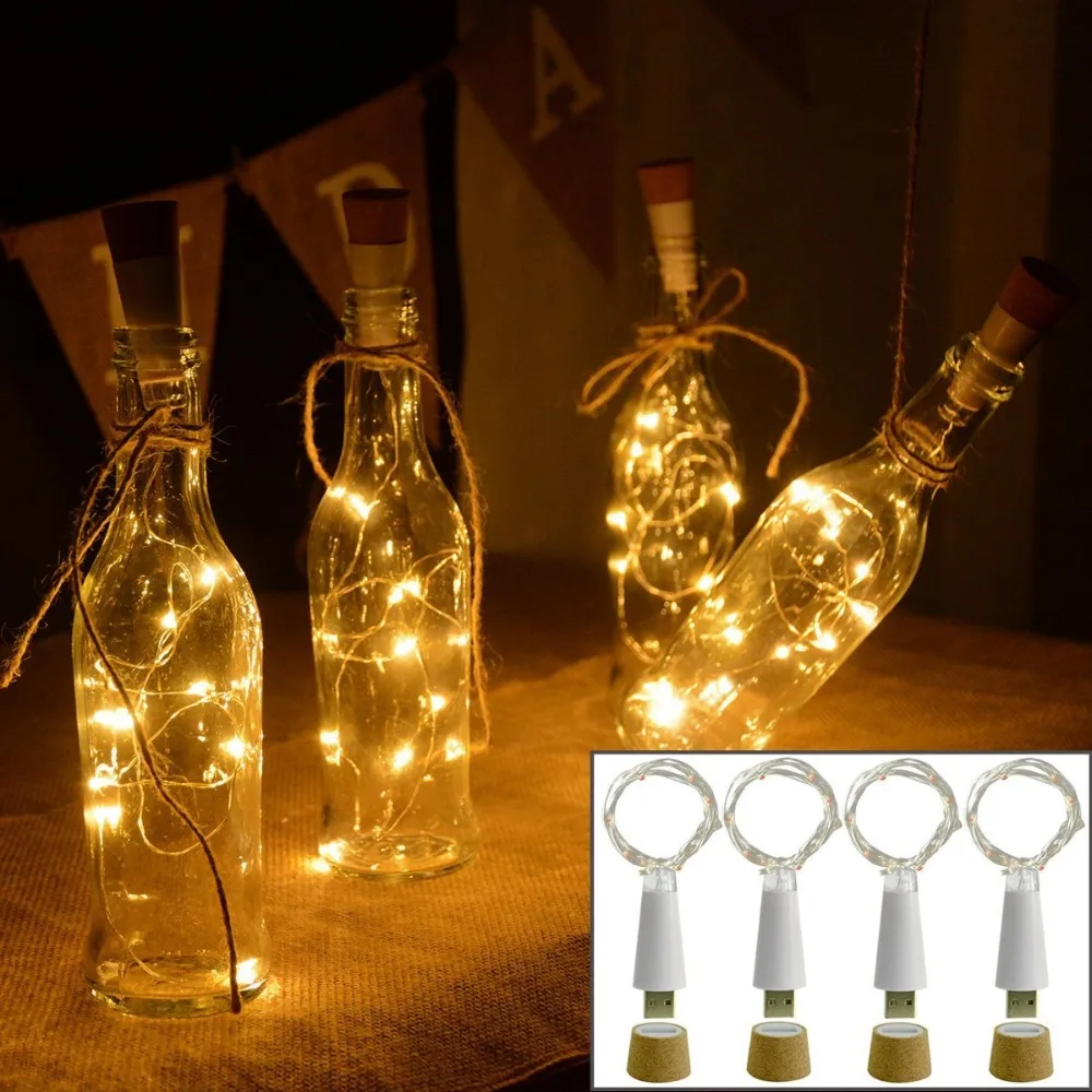 Wine Bottle USB Rechargeable LED Cork Light String, USB Powered LED Accent light for Bedroom Living Room Party Decoration