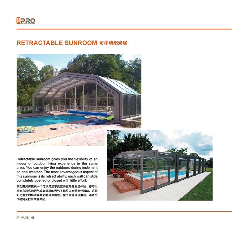 Aluminum Tempered Glass House Prefab Sunroom Rain And Snow Proof Winter