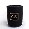 frosted matte black glass candle jar /candlestick with custom decal logo