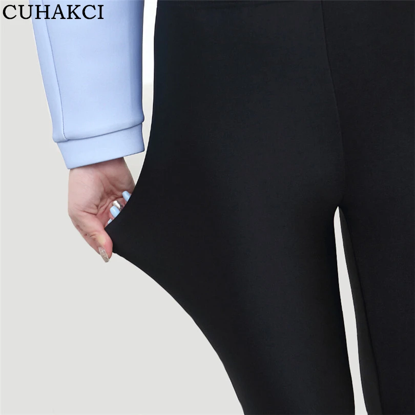 

CUHAKCI Women Winter Plus Cashmere Leggings Fashion Big Size Warm High Waisted Elastic Faux Velvet Thick Slim Legging Pants, Solid