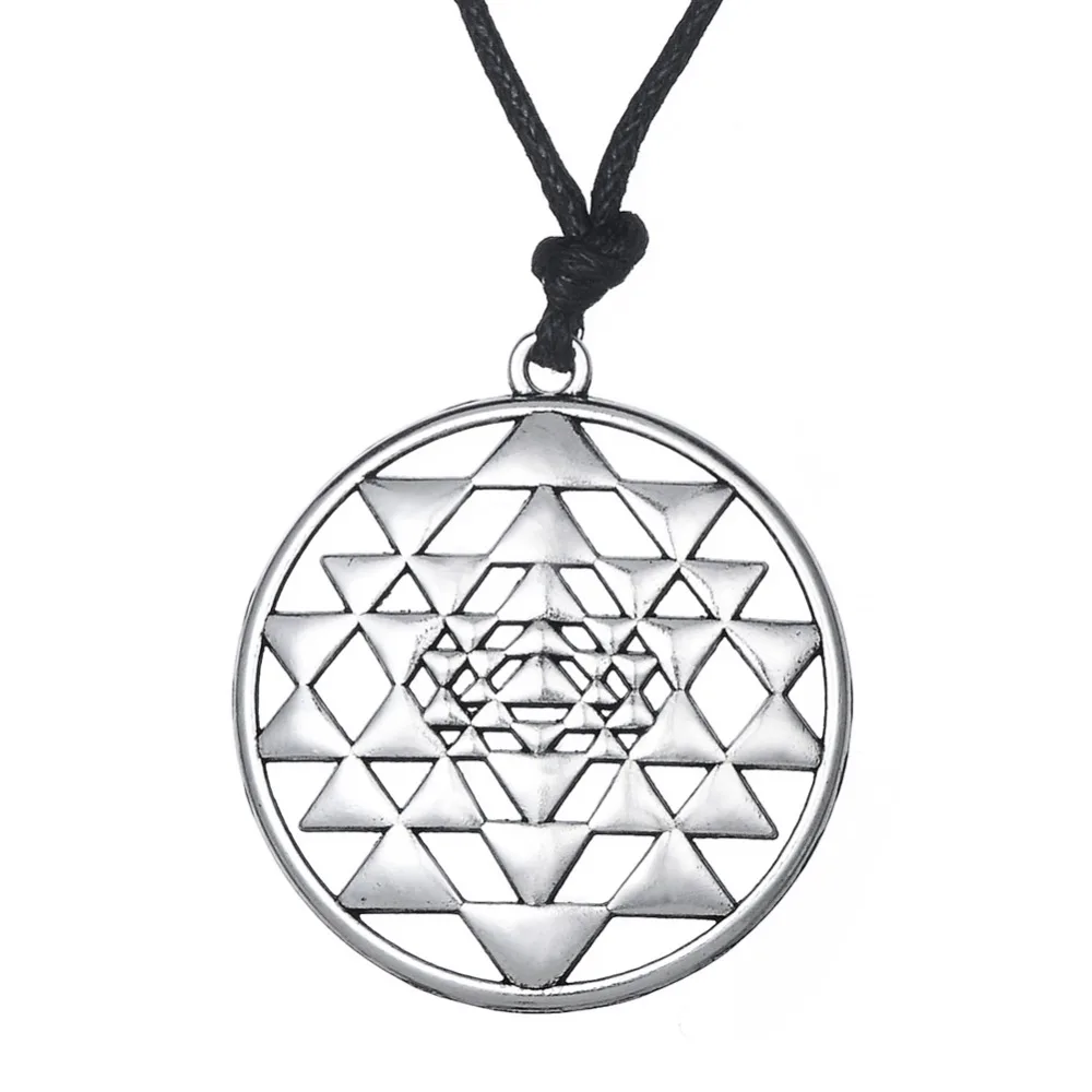 

Yiwu factory CHAKRA 3rd eye Hindu goddess yoga sri yantra wiccan pagan punk men rope necklace jewelry