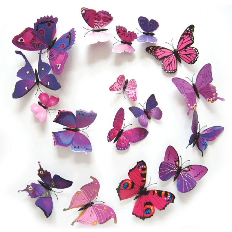 

12PCS 3D PVC Magnet Butterflies DIY Wall Sticker Home Decor New Arrival Hot Sales, Red