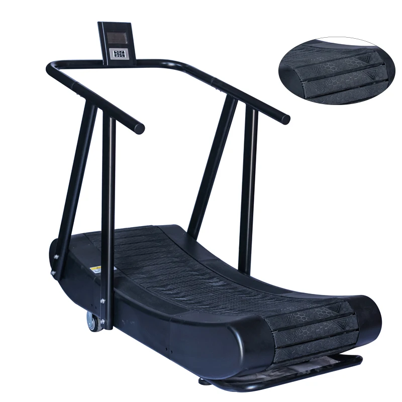 

Gym fitness equipment black commercial manual treadmill