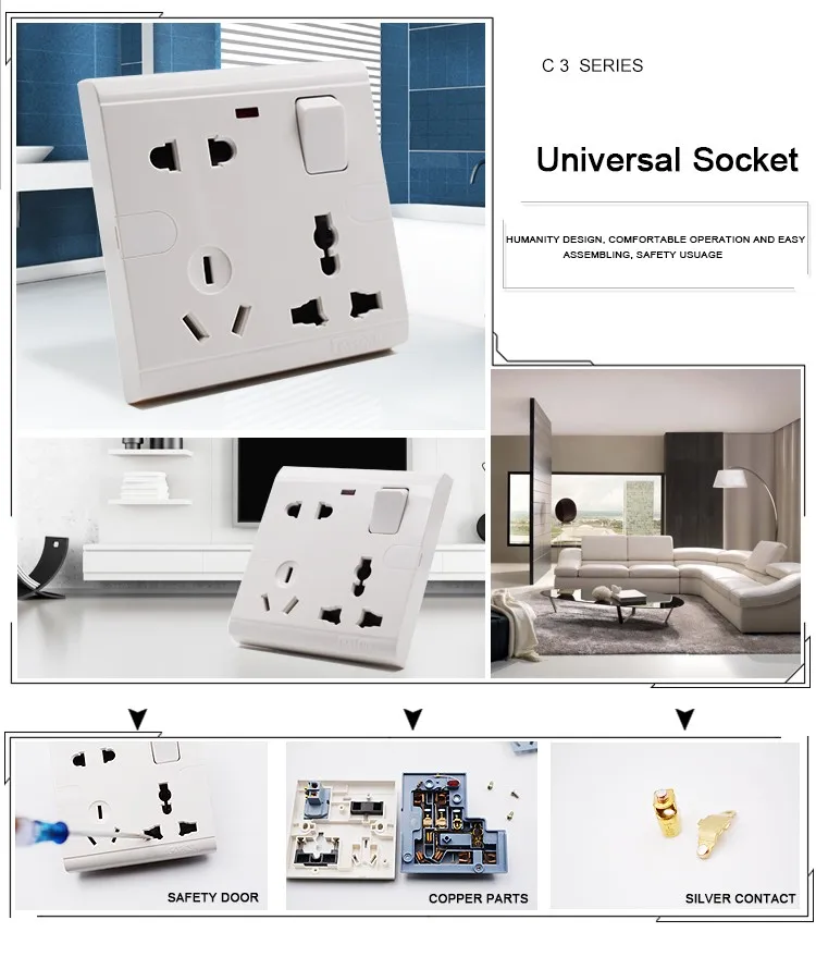 Universal Switch Socket with Neon