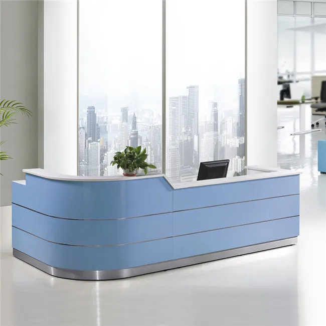Counter Cheap Reception Desk Furniture Wooden Luxury Modern Curved L