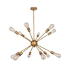 Industrial modern loft fixtures hanging brushed brass gold metal iron Starburst Sputnik chandelier pendant light for living room