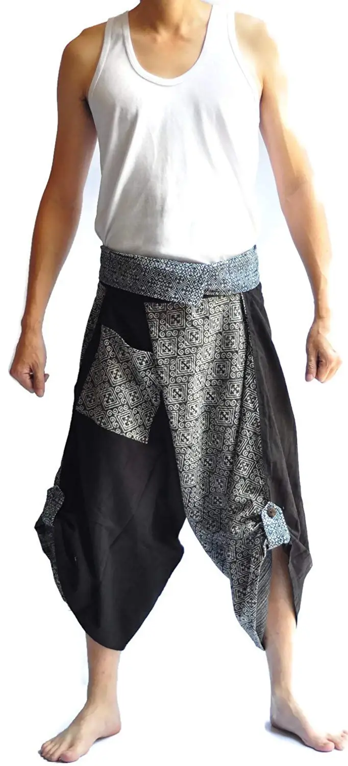Siam Trendy Harem Pants Fisherman Pants Mens Japanese Style Pants Grey