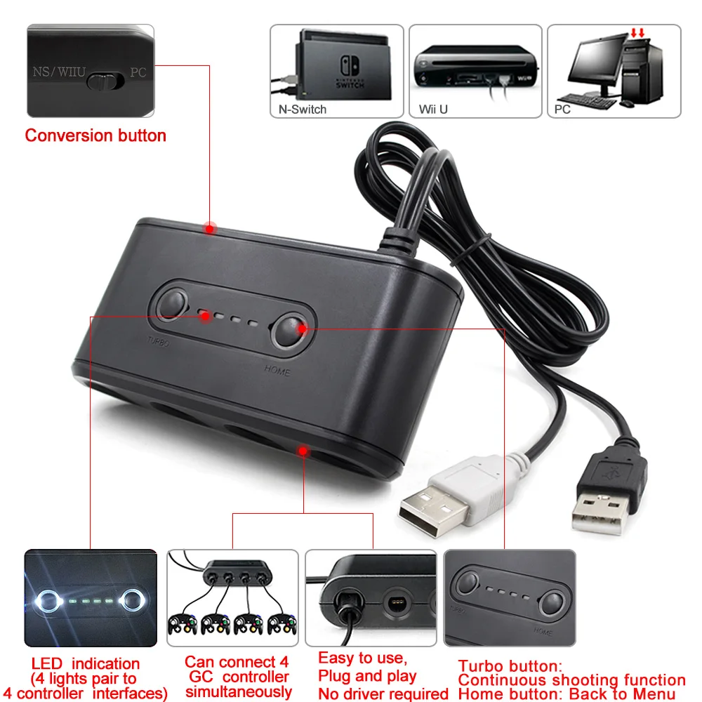 High Quality New Gc Controller Adapter For Nintendo Switch Wii U Pc Buy Gc Controller Adapter For Nintendo Switch Wii U Pc New Gc Controller Adapter For Nintendo Switch Wii U Pc High