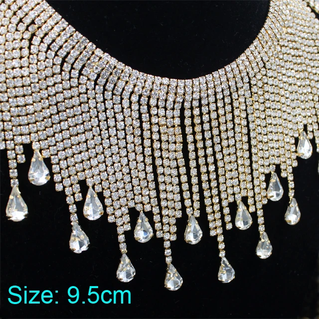 

tr210 Fashion tassel rhinestone trim crystal strass cup chain for wedding decoration