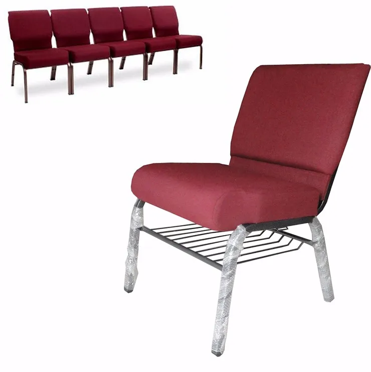 Metal Frame Cover Fabric Stacking Back Pocket Church Chairs For Sale Y