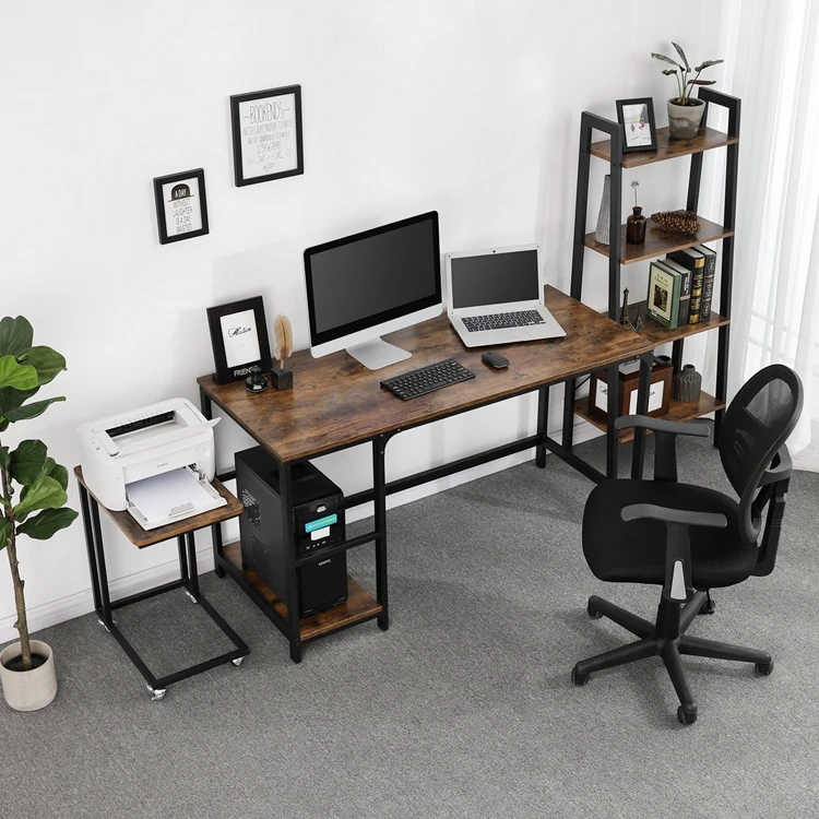 Small Wooden Corner Computer Desk Gaming Table Study Home Office with Shelves 