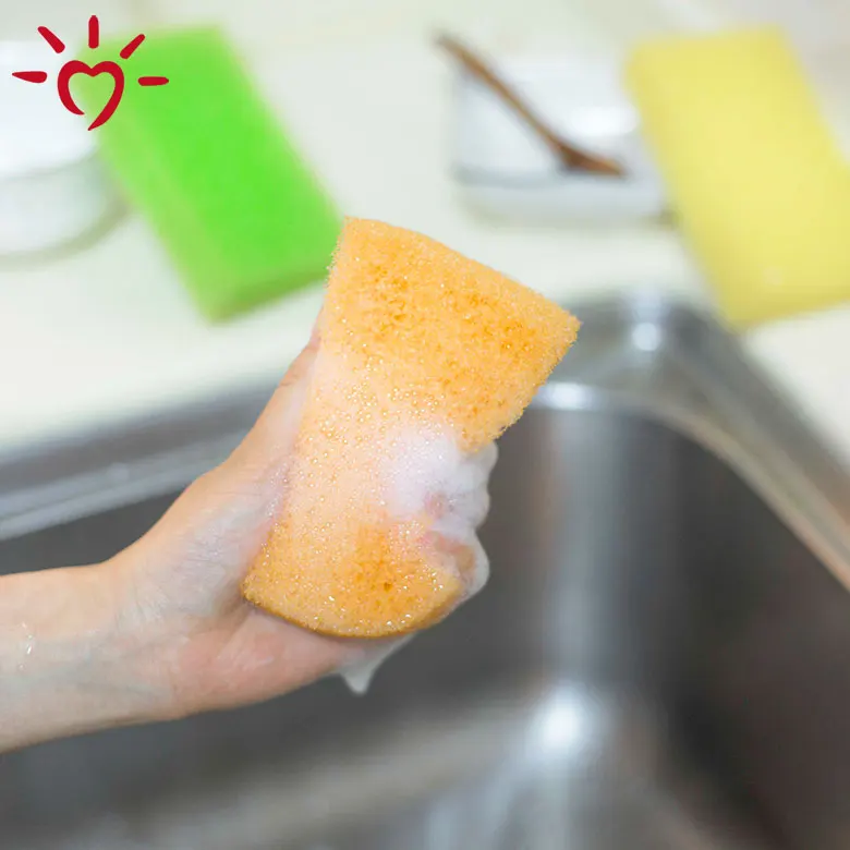 

Bottle sponge scrubber scourer kitchen dish scrubber, Pink+yellow magic sponge