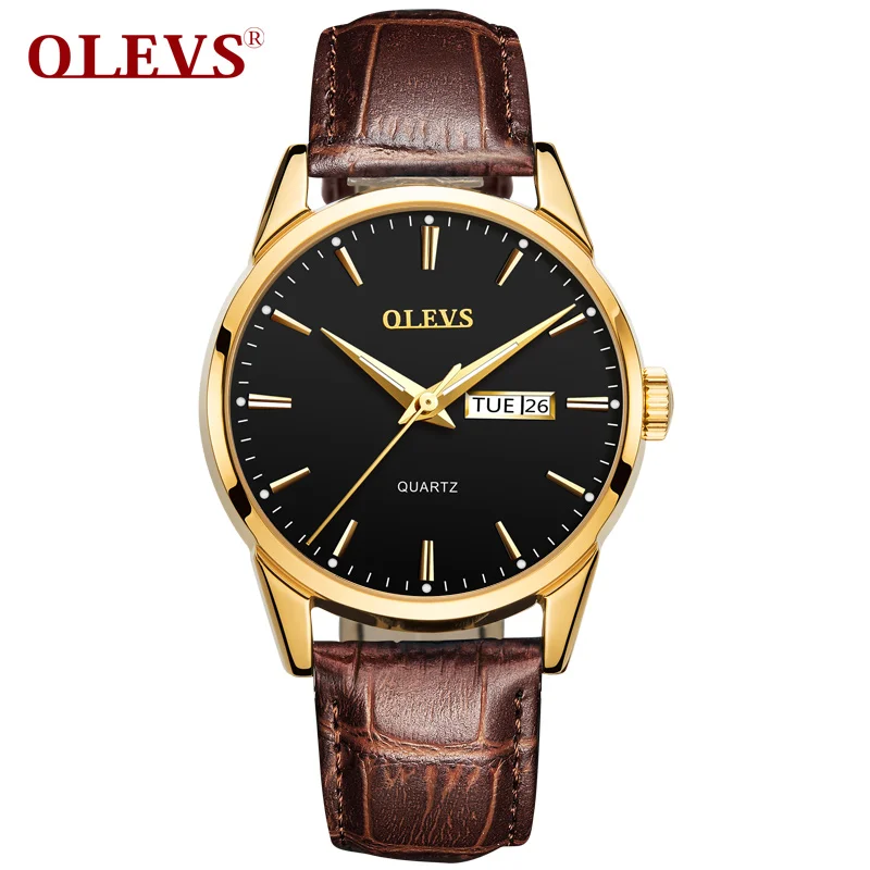 

Mens Watches Luxury OLEVS Fashion Watch Men Leather Quartz Watch Auto Date Male Clock Relogio Masculino