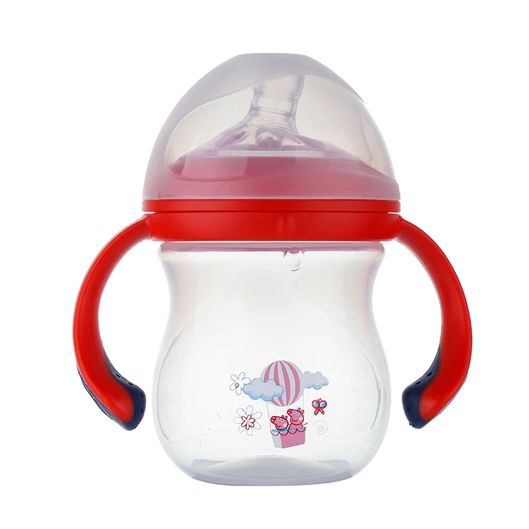 

customized BPA free Good quality wide neck 160ml infant baby plastic feeding bottle, Blue/red