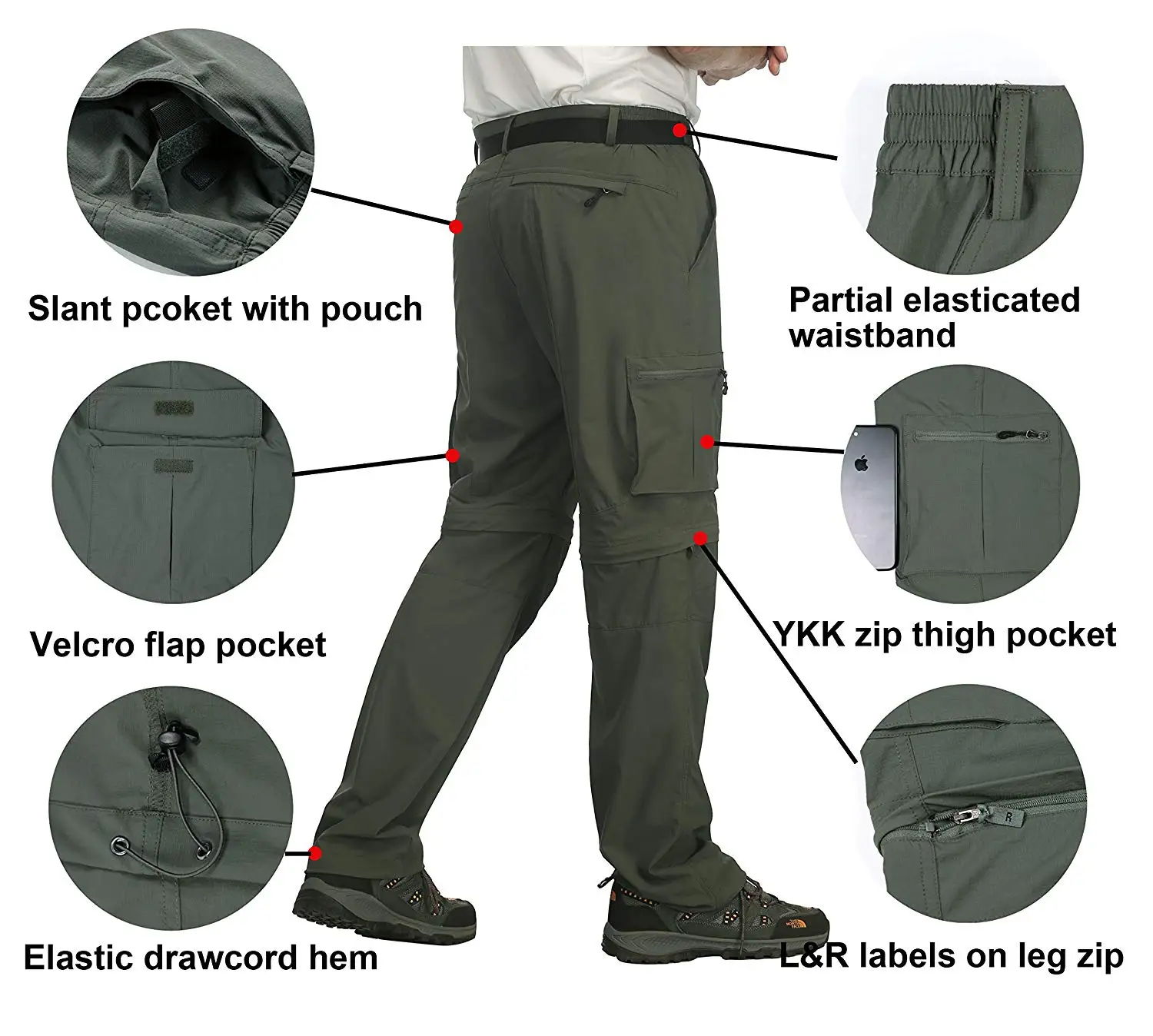 Details about  / Los hombres de secado rápido ligero de carga pantalones clásico al aire libre