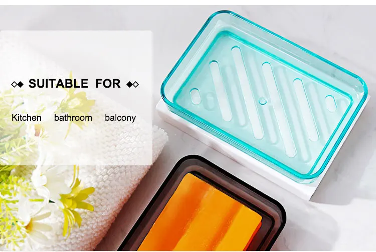 Bathroom laundry plastic two color Soap Drying Draining Holder big size soap dish soap box