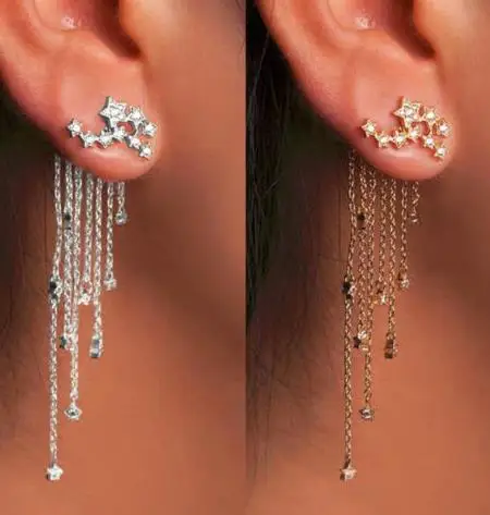 

Shooting Star Rhinestone Long Tassels Drop Hook Dangle Earrings Gold Silver New