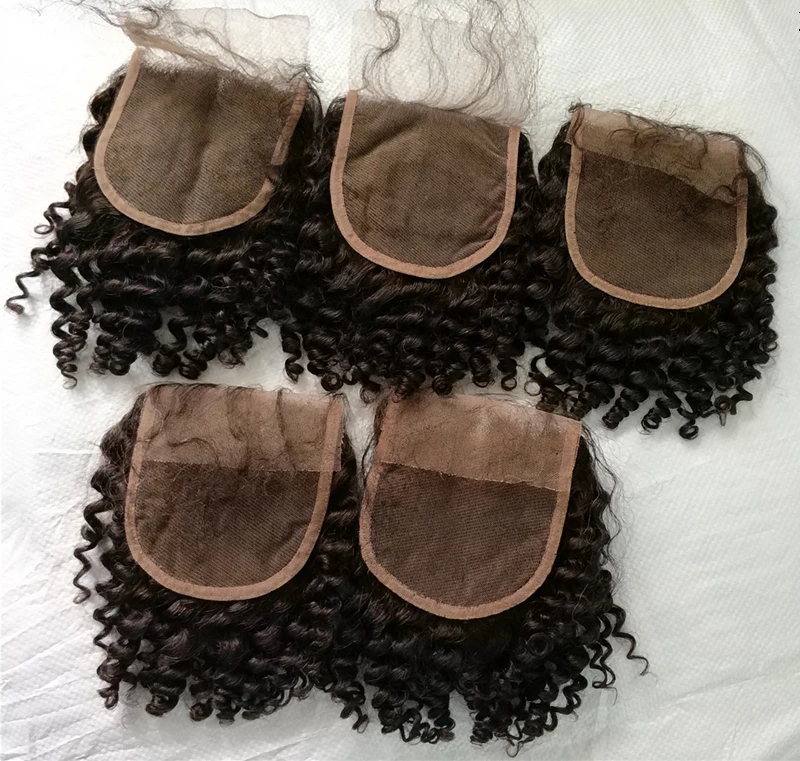 

Letsfly wholesale price 4x4 Afro Kinky Curly Lace Closure virgin Brazilian human hair closures With Baby Hair