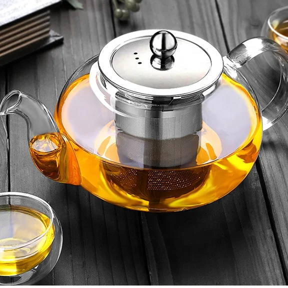 

Amazon Classic Style 600ml Handmade Heat-resistant Glass TeaPot With Stainless Steel Lid